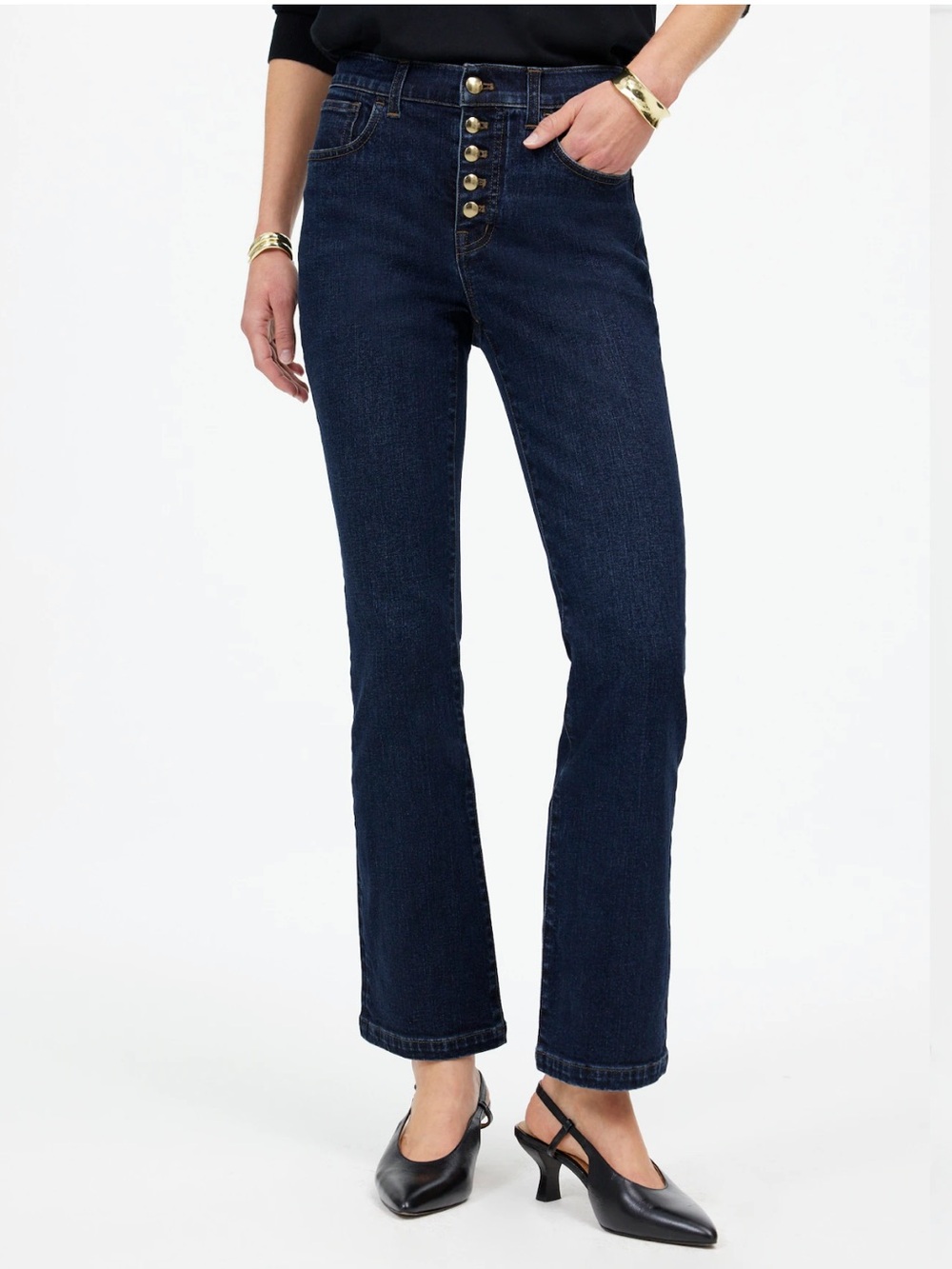 Madewell Kick Out Crop Jeans Button-Fly Super stretch Larkspur